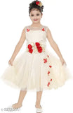 Red flower frock, net sleeveless dress with self-design pattern, for kids ages 2-3 years to 12-13 years, originating from India