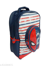 Silver polyester net school bags for kids, featuring Spiderman design, waterproof, and 3 compartments with water bottle holder. Free size bag from India