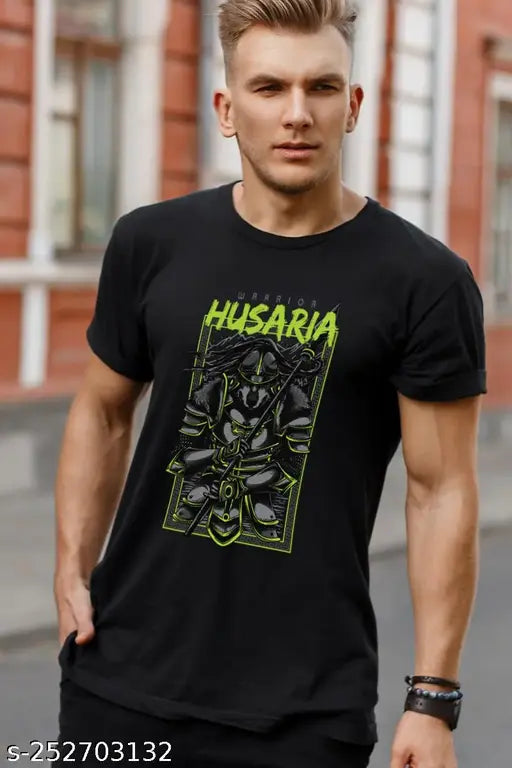 Men's printed regular fit casual t-shirt, short sleeves, cotton fabric, soft & breathable, casual everyday wear, India origin