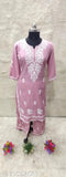 Embroidered rayon kurta set with palazzos, fancy chikankari work on three-quarter sleeves, Indian ethnic wear for women
