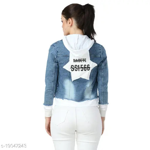 Denim self-design sweatshirt for women, stylish and graceful with long sleeves, available in XS, S, M, L, XL from India