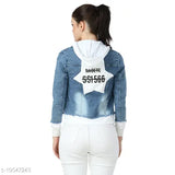 Denim self-design sweatshirt for women, stylish and graceful with long sleeves, available in XS, S, M, L, XL from India