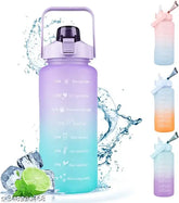 Purple Tritan plastic 2-liter sipper water bottle with motivational design, ideal for gym, office, or outdoor activities