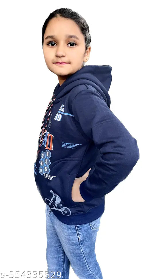 Unisex Kids Winter Fleece Hoodies, embroidered net pattern, cotton fabric, long sleeves, 2 side pockets, ideal for winter wear and gifting, size range 3-12 years, made in India