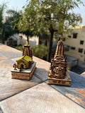 Wooden 3D model Kedarnath-Ayodhya temple combo set for dashboards, handcrafted Indian havan items (10cm x 10cm x 10cm)