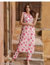 Rayon printed kurta & pants set, three-quarter sleeves, Indian women's ethnic fashion