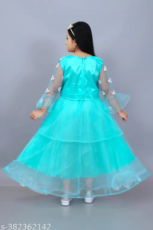 Embroidered net lehenga for girls, festive wedding wear (India)