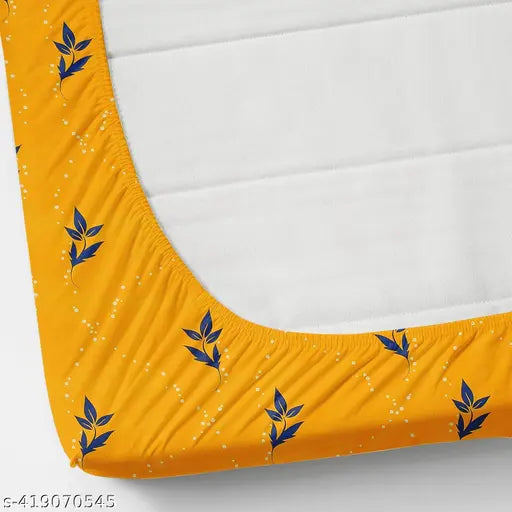 Soft cotton blend fitted bedsheet with laughing Buddha pattern, perfect for summer. One pillow cover included