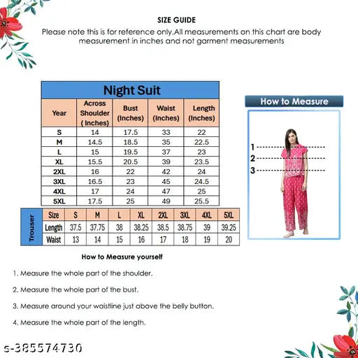 Pink rayon floral round nightsuit set (pack of 2) - Geometric print, short sleeves, India origin