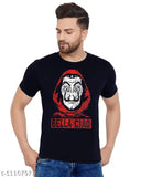 Classic cotton men's short-sleeve partywear T-shirt, "Money Heist" design by Bella Chao, limited edition from India