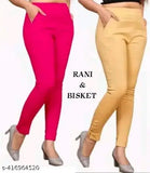 Solid cotton jeggings for women & girls - stretchable, premium quality pants from India