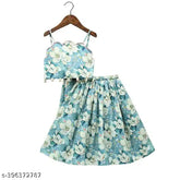 Art Silk floral print sleeveless lehenga choli for kids, 2024 collection, available in various sizes from 3-12 years