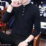 Cotton blend solid refinado fashion men's long sleeve T-shirt, comfortable and stylish from India