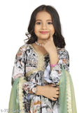 Multi-color muslin kurta, pant, dupatta set - vibrant, comfortable, and breathable ethnic wear for kids