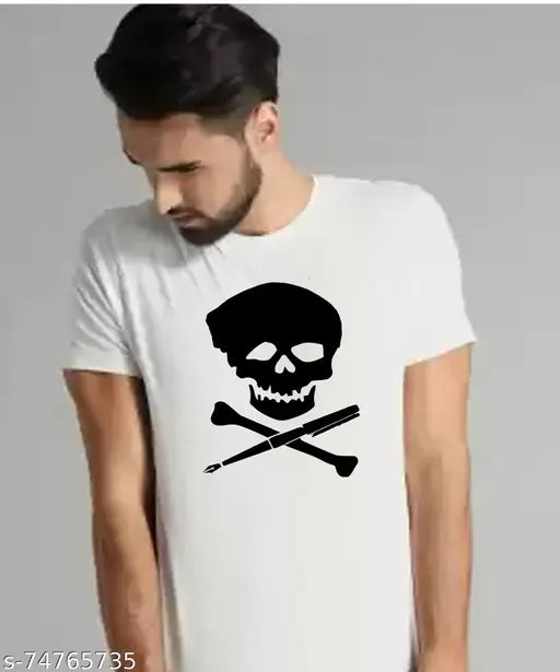 Black pure cotton graphic print round neck T-shirt for men, featuring humorous quotes and movie references, short sleeves, ultra soft material