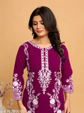 Georgette Chikankari ethnic kurtis for women, three-quarter sleeves, Indian-made, S-XXXL sizes
