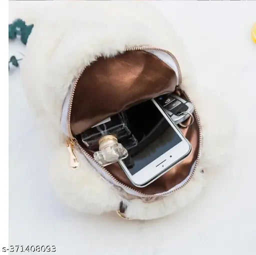 Faux leather/leatherette solid-colored bear bag for kids and girls, perfect for storing treasures