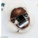 Faux leather/leatherette solid-colored bear bag for kids and girls, perfect for storing treasures