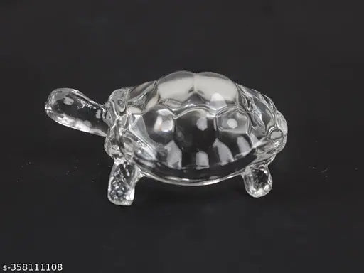 Sai Collection crystal turtle glass showpiece, good luck Feng Shui decor, India-made