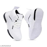 White canvas and rubber running shoes for kids age 110 (Ladko Ke joote), ideal for both summer and winter. Solid net pattern, lace-up fastening with memory foam insole