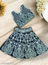 Zari embroidered velvet mirror work lehenga choli for girls, perfect for parties and festivals