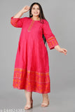 Cotton three-quarter sleeve petite kurti, solid combo in Indian fashion. M - XXXL sizes available