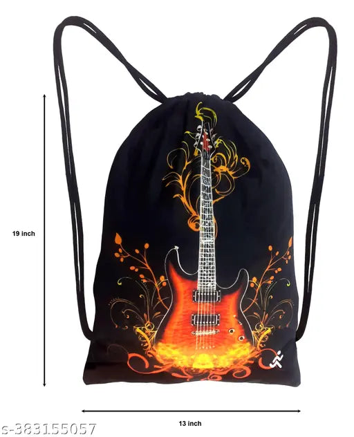 Multicolor print drawstring polyester utility bag for sports, gym, yoga, college, or casual use - lightweight, washable, compact size