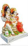 Multicolor Shiv Pariwar God Idols: Shiv ji murti Parwati ji Ganesh ji, 10cm x 10cm x 5cm, for Living Room, Guest Room, Office temples