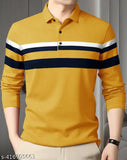 Men's multicolor striped cotton blend polo neck T-shirt, lightweight and breathable, designed with superior quality for various occasions
