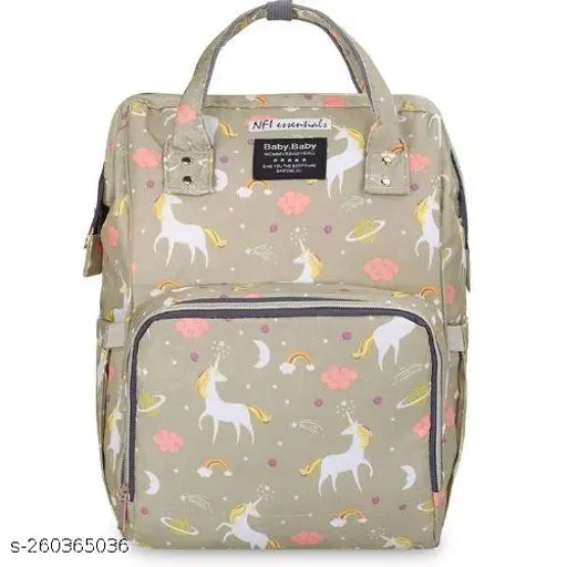 Polyester diaper backpack for travel, Mothers Maternity Bags. Waterproof, 3-layered protection, 13 pockets, anti-theft pocket, insulated milk bottle pockets, dry & wet sections, key chain clip, D-rings, cushioned back straps, India-made