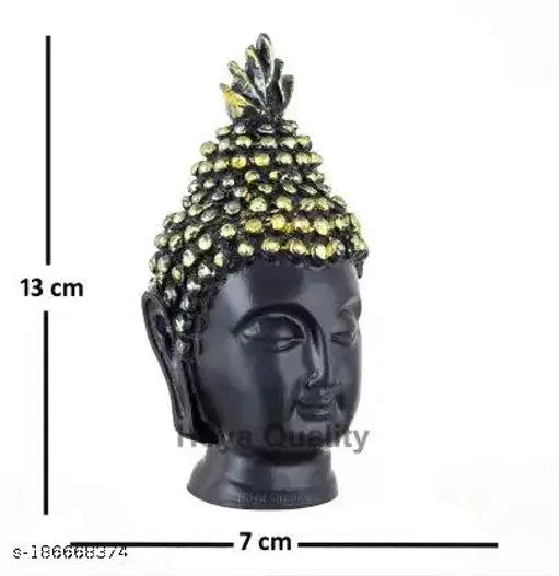Blue polyresin multicolor Buddha statue combo pack with golden head and 10 back flow incense cones, 12cm tall