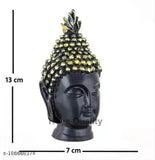 Blue polyresin multicolor Buddha statue combo pack with golden head and 10 back flow incense cones, 12cm tall