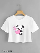 Stylish cotton crop top for women - printed, comfortable fit, short sleeves