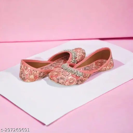 Punjabi Royal Payal Mesh Sole Juti, printed net women's ethnic shoe from India, IND-4 to IND-8 sizes available