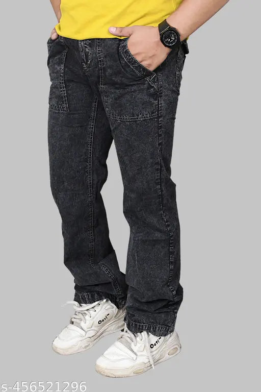 Solid denim men's jeans from India, stylish waist size 28-34 with length 42 inches