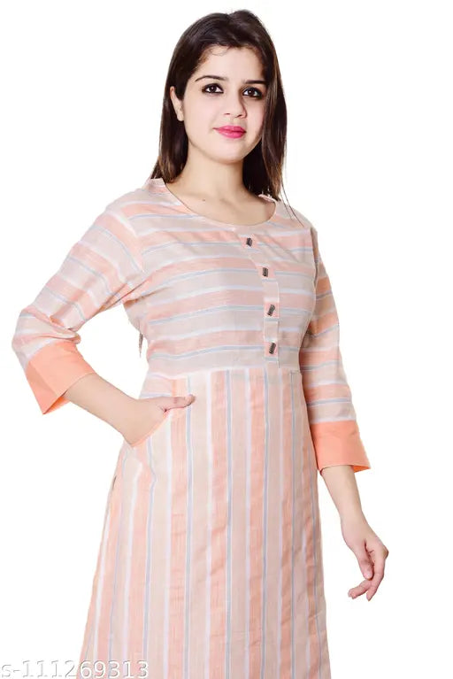 Cotton striped plazzo set with kurta, three-quarter sleeves for women and girls. Machine washable, casual wear from Pp The Fashion Hub (India)