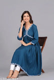 Rayon three-quarter sleeve solid combo Alia Kurti for women in sizes S-XXXL, Indian traditional outfit for fashionable ladies
