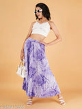 Marble printed crepe A-Line skirt, elegant and versatile for any occasion, size 26-38