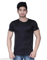 Indian-made solid half sleeves polyester men's t-shirt, pack of 1, great for casual & sports wear