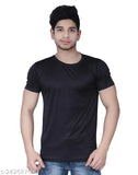Solid half sleeve polyester t-shirt, comfortable fit for men's casual wear, pack of 1, available in sizes S to XL (India)