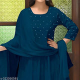 Rayon kurti with embellished net dupatta for women's formal events, country of origin: India