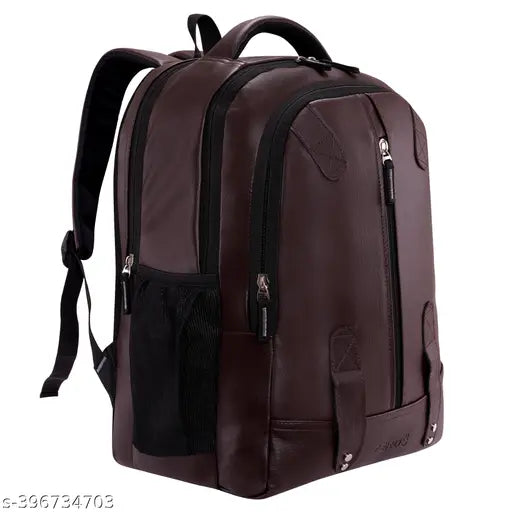 Stylish faux leather laptop backpack, 40L, ideal for men, women, office & school use. Water-resistant, durable build, multiple pockets, comfortable straps. Made in India