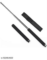 Black/Silver foldable safety stick with comfortable grip and nylon cover, discreet self-defense tool for men and women
