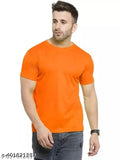Fancy latest men's polyester short sleeve t-shirt in solid pattern, available in sizes S, M, L, XL, XXL. Made in India