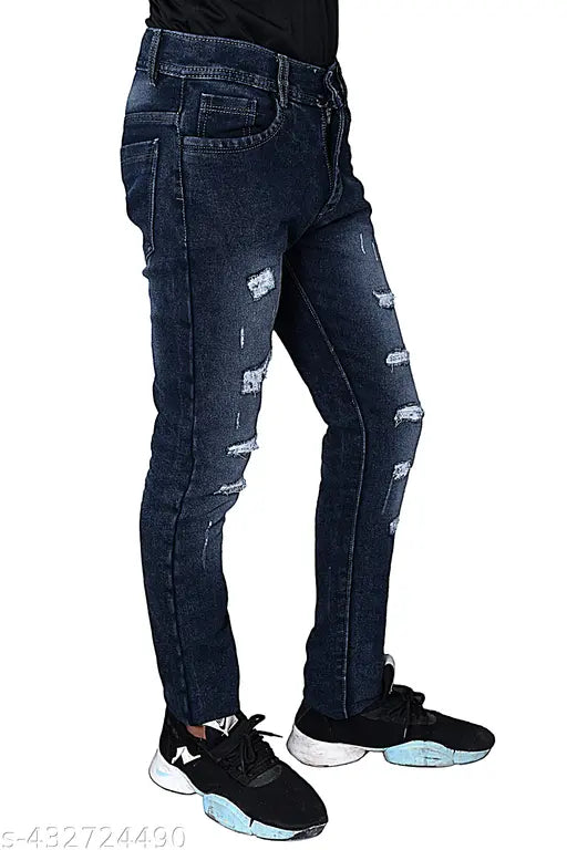 Black pearls men's denim jeans solid, high-quality Indian import - classic fit for fashionable gentlemen
