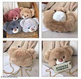 Faux fur rabbit crossbody bag for kids, vibrant polyester sling bag in free size, ideal for parties, travel, school