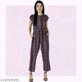 Pearl N Vera printed net jumpsuit for women, short sleeves made of poly crepe. Available in sizes S-Free Size, origin India