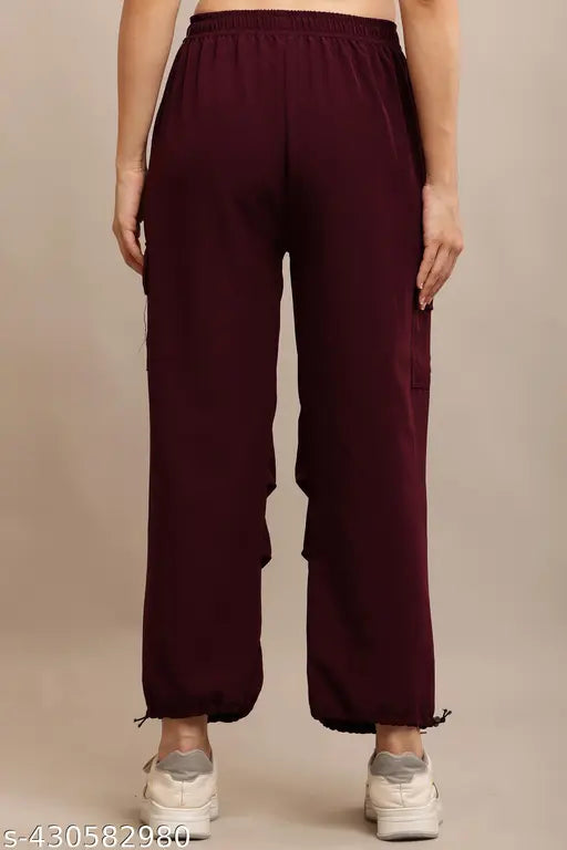 Solid Lycra cargo joggers for women - XS, S, M, L, XL with adjustable fit, quick-dry comfort, made in India