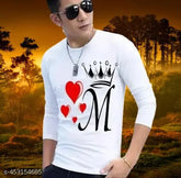 Indian-made polyester long sleeve men's crown king t-shirt with printed design
