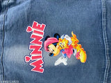 Denim minnie jacket for girls, long-sleeved print design in popular kids sizes (2-3, 3-4, 4-5, 5-6, 6-7, 7-8), originating from India